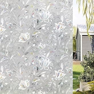 WPCTEV 3D Window Film No Glue Privacy for Glass Sticker Static Cling Heat Control Anti UV Non-Adhesive Decorative Tulip 35.4 Inch x 6.5 Feet