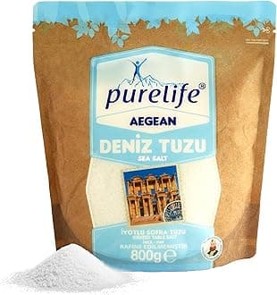 Purelife Iodized Organic Sea Salt Fine Ground – Unrefined Kosher Sea Salt for Cooking & Baking | Aegean Harvested, Gluten-Free, Ideal for Paleo, Keto, Vegan Diets – 1.76 lbs