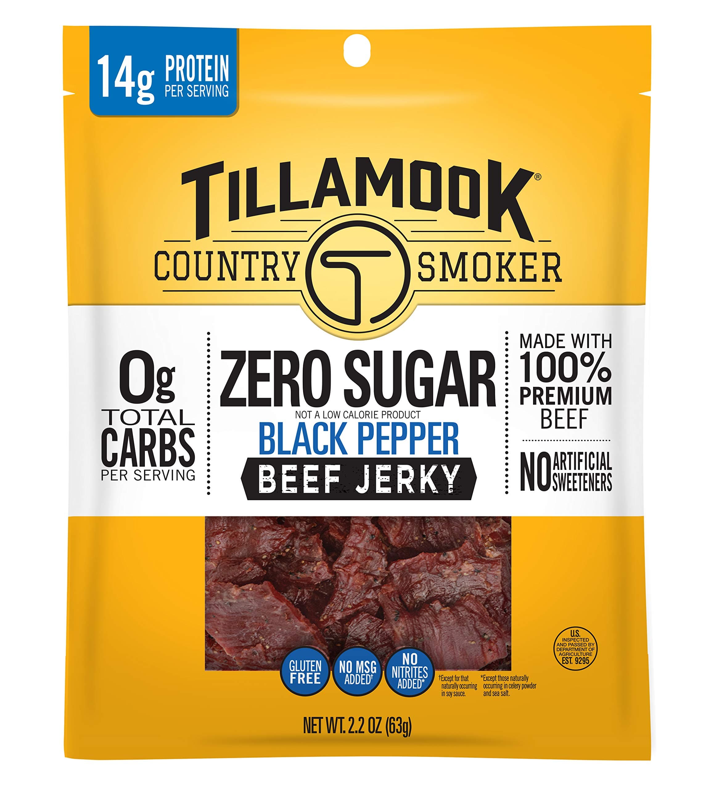 Zero Sugar Keto Friendly Beef Jerky, Black Pepper, 2.2 Ounce