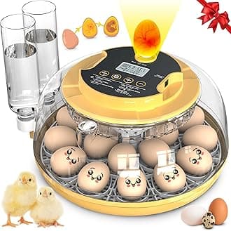 18 Egg Incubator with Automatic Egg Turning and Humidity Control, Chicken Incubator for Hatching Eggs with Temperature Display, Auto Record, Egg Candler, Extra 2 Water Bottles & 2 Egg Trays