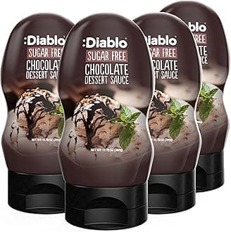 Diablo Sugar Free Dessert Sauce - Gluten-Free Syrup, Drizzle Sweetener, Keto Friendly Flavoring Topping, Perfect for Gifting, No Added Sugar - Chocolate, 360g, 12.70oz - 4 Packs