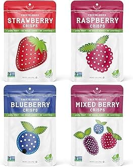 Freeze-Dried Fruit Snacks - Very Berry Variety Pack - Perfect For School Lunches or an On-The-Go Snack - No Sugar Added, Non GMO, Gluten Free, Nothing Artificial (1.2oz) 4-Pack