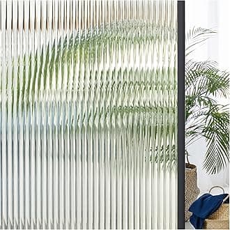Lifetree Reeded Glass Window Film Privacy: 3D Decorative Vinyl Window Privacy Film Static Cling UV Blocking for Glass Windows Door (Glue, 75 * 300cm)