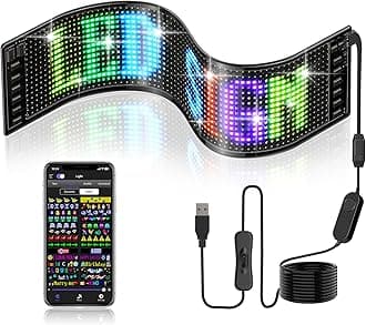 Programmable Led Sign, 19''x5'' Pre-made Animations & Customizable Text Led Car Sign, Bluetooth APP Control Scrolling LED Sign, Custom,Graffiti Flexible Led Matrix Panel for Car Store Hotel Holiday