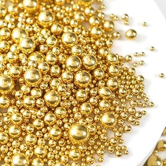 Gold Pearl Sprinkles for Cake Decorating, 150g/5.29oz Mix Size, Edible Sugar Candy Pearls, Pearl Cake Decorations, Cupcake, Cookies, Wedding Party, Birthday Supplies, Foodgrade Topper
