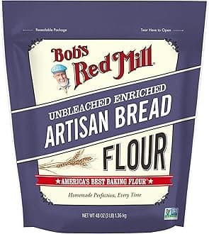Bob's Red Mill Artisan Bread Flour, 3 Pound (Pack of 1) - Unbleached, Unbromated, Non-GMO, Vegan