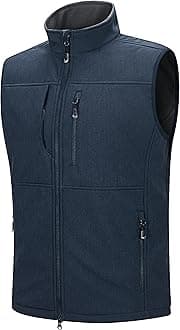 Men's Lightweight Softshell Vest Outerwear Zip Up Fleece Lined Windproof Sleeveless Jacket for Golf Running Hiking