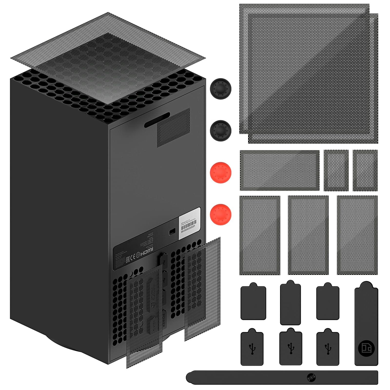 Dust Filter for Xbox Series X, Vent Dust Filter Cover Top Case Dust Proof Filter Cover for Xbox Series X with a Set Silicone Dust Plugs- 2 Pack