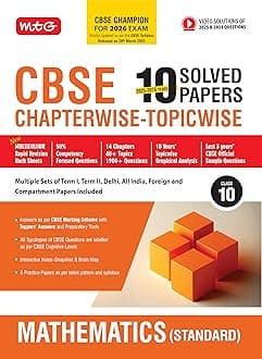 MTG CBSE 10 Years (2025-2016) Chapterwise Topicwise Solved Papers Class 10 Mathematics Standard - CBSE Champion For 2026 Exam | Free Video Solution of PYQs | CBSE Sample Papers (As Per Latest Pattern)