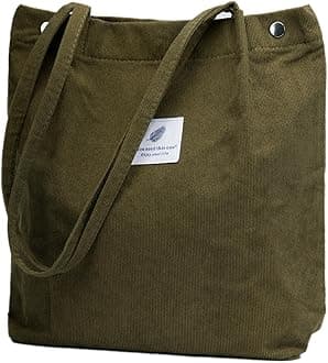 Corduroy Tote Bag Cute Tote Bags for Women Shoulder Bag with Inner Pocket for Work Beach Travel and Shopping Grocery