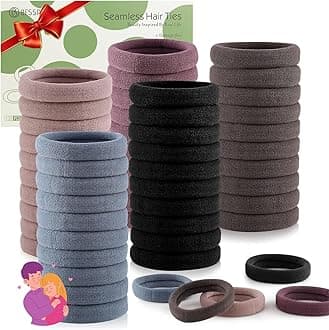 Bessrung 100 Pcs Thick Seamless Brown Hair Ties, Ponytail Holders Hair Accessories No Damage for Thick Hair (Natural Colors)
