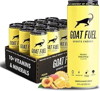 Energy Drink, Co-Founded by Jerry Rice, Natural Caffeine, Electrolytes, BCAAs, Cordyceps Mushrooms & Antioxidants, Light Carbonation Pre Workout, 12 Pack, 12 FL Oz, Peach Pineapple