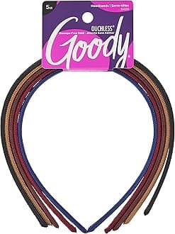 Goody Ouchless Shoestring Headbands - 5 Ct, Assorted Colors, Stylish & Lightweight Thin Headbands, Damage-Free Fabric Headbands for Women & Men, All-Day Comfort, For All Occasions, All Hair Types