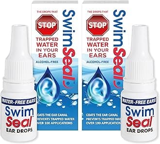 Twin-Pack All Natural Swimmer's Ear Drops for Daily Use Rather Than Alcohol Drops or Earplugs. Avoids Earache & Blocked Ears from All Water Exposure for All Ages