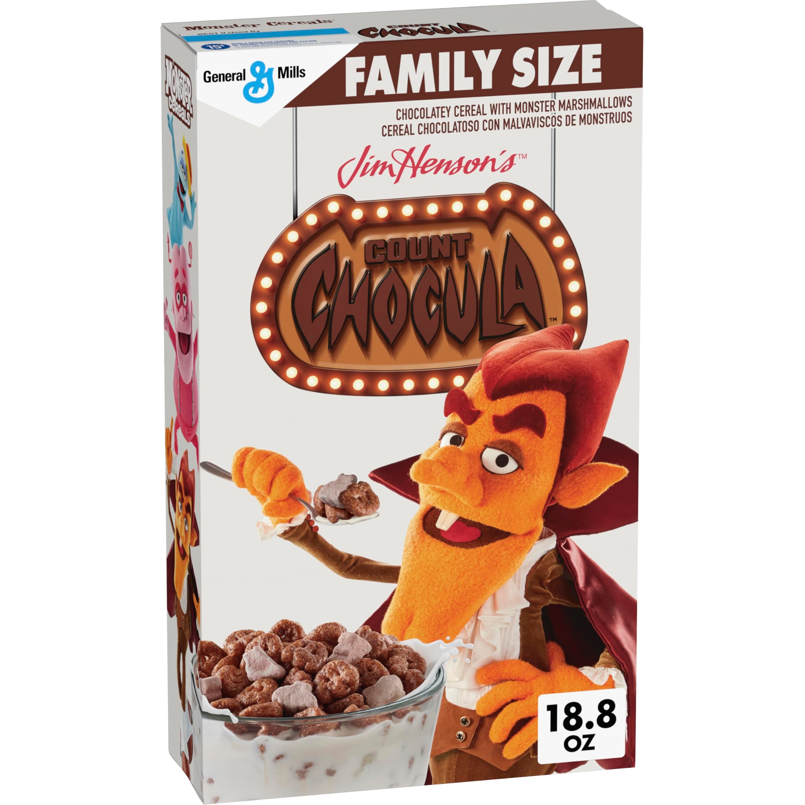 Count Chocula Cereal with Monster Marshmallows, Kids Breakfast Cereal, Halloween Limited Edition, Family Size, 18.8 oz