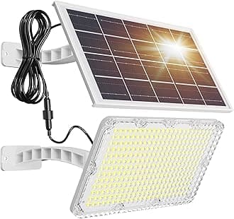 Solar Dusk to Dawn Light Outdoor 1000 Lumens 299 LED Solar Security Lights with Extension Cord, IP65 Waterproof Solar Powered Wall Spotlight Bright for Garden Patio Shed Carport Flag, White