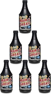 Instant Power Hair and Grease Drain Opener – Multipurpose Liquid Drain Cleaner and Clog Remover, Odorless, Ready to Use, 20 Oz, 6 Pack
