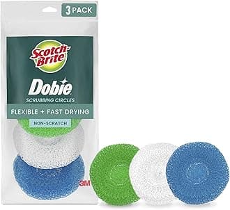 Non-Scratch Plastic Scrubbing Pads, Cleans Dishes Without Scratching, 3 Scrubbing Pads