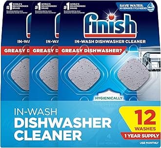 Dishwasher Cleaner Tablets, Deep Cleans Hidden Grease & Grime, Fights Odors, No Extra Wash Cycle, Helps Maintain Dishwasher, 12 Month Supply, 12 Count