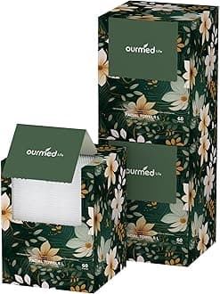 Ourmed Life Disposable Face Towels, Clean Facial Wash Cloth without Lint, Biodegradable Cleansing Dry Wipes, Skincare and Makeup Remover Towels for Sensitive Skin (Unscented, 180 Count, Pack of 1)OEKO-TEX STANDARD 100