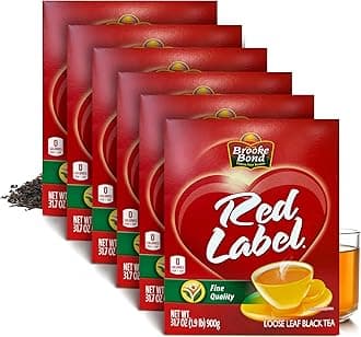 Brooke Bond Red Label | Premium Black Tea | Loose Tea | Rich Aroma | Compatible for Chai & Milk | 900 Grams (Pack of 6)