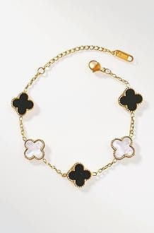 SALVE Clover Anti Tarnish Bracelet for Women Stylish | Stainless Steel Bracelet for Woman | Fashion Jewellery for Women Aesthetic Accessories for Girls Chain Bracelet Gold