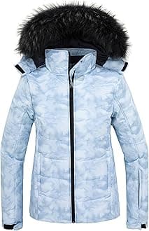 Skieer Women's Waterproof Ski Jacket Warm Puffer Jacket Thick Hooded Winter Coat