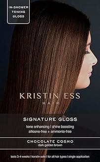 Kristin Ess Hair Gloss in Chocolate Cosmo Dark Golden Brown - 4 Wk Semi Permanent Hair Color for Women - Chocolate Brown Color Depositing Conditioner & Toner for Vibrant Color + Shine - Hair Dye Glaze