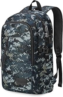 MancroCamouflage Travel Laptop Backpack, Lightweight Laptop Bag with USB Charging Port and Lock, Anti Theft Camo Daypack for Men Women fit 15.6 Inch Laptop & Computer, Camouflage