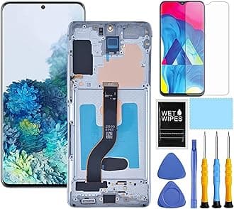 AMOLED for Samsung Galaxy S20 Plus 5G Screen Replacement for Samsung S20+ LCD Display Digitizer SM-G985u G985a G985w G986u G986a G986w Touch Screen Assembly 6.7 inch (Blue with Frame)