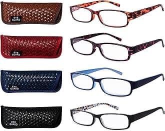 EYEGUARD Readers 4 Pack of Thin and Elegant Womens Reading Glasses with Beautiful Patterns for Ladies 1.75