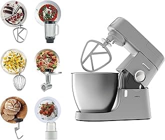 Stand Mixer Kitchen Machine Metal Body CHEF XL 1200W with 6.7L Stainless Steel Bowl, K-Beater, Whisk, Dough Hook, Glass Blender, Meat Grinder, Multi Mill KVL4230S Silver
