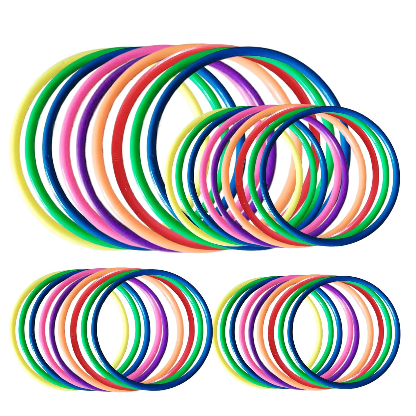 36PCS-4 Sizes Plastic Toss Rings Ring Toss Game, Speed and Agility Practice Games, Garden Backyard Outdoor Games, Bridal Shower Game,Family Party Game Toss Rings (Random Colors)