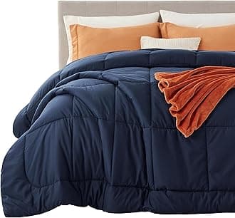 Bedsure Duvet Insert King Comforter Navy - All Season Quilted Down Alternative Comforter for King Bed, 300GSM Mashine Washable Polyester Bedding Comforter with Corner Tabs