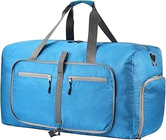 Dimayar Travel Duffle Bag for Men Women - Foldable Duffel Bag with Shoes Compartment - Overnight Bags Waterproof & Tear Resistant(85L,Light Blue)