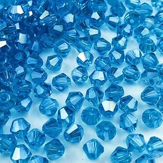 200pcs Bicone Crystal Beads 6mm Crystal Glass Faceted Beads for Necklace Bracelet Earrings DIY Jewelry Crafts Making Supplies(Deep Lake Blue AB)