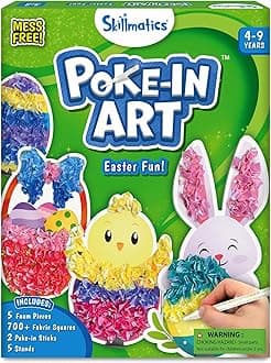 Poke-in Art - Easter Fun, Mess-Free for Kids, DIY Sewing Craft Kits, Creative Activity, Easter Basket Stuffers, Gifts for Girls and Boys Ages 4, 5, 6, 7, 8, 9
