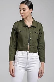 Women's Cotton Blend Self Design Plain Cotton Standard Length Blouson Jacket