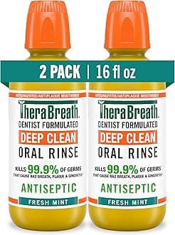 Deep Clean Mouthwash, Antiseptic Benefits, Fresh Mint Flavor, Dentist Formulated, Alcohol Free, 16 fl oz (Pack of 2)