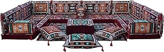 arabicsofa U Shaped Maroon Arabic Sofa Seating Set – Low Modular Sofa for Living Room
