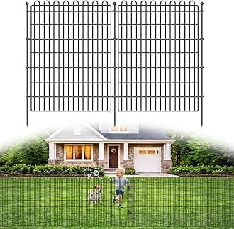 10 Panels No Dig Decorative Garden Fence with Gate for Yard, 40 in(H) X 23.6 ft(L) Animal Barrier Fencing for Outdoor Dog, Metal Portable Garden Fences for Borders, Pets, Landscape, Temporary Fence