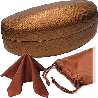 Large Hard Sunglasses Case | fits Large curved Sunglasses, with microfiber bag and cleaning cloth