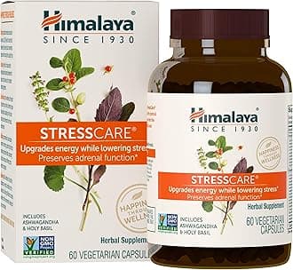 HimalayaStressCare, 15 Day Supply - Herbal Adrenal Support for Calming Relaxation, Stress Relief, Energy Support and Occasional Sleeplessness - Vegan, Non-GMO, Gluten Free, 60 Capsules