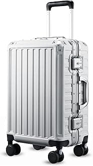 Luggage with Spinner Wheels, Polycarbonate Expandable Hard Shell Suitcase, Carry On 20 Inch, Silver