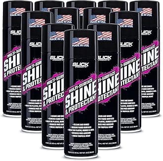 Slick Products Shine & Protectant Spray 17.35 FL OZ. - High Gloss Clear Coating Renew Vinyl, Plastic, Rubber, Trim, Tire, Car, Truck, Motorcycle, Dirt Bike (12-Pack)