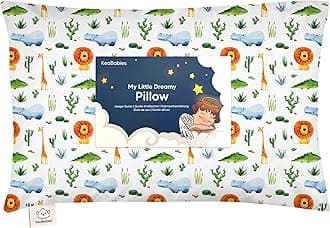 Toddler Pillow with Pillowcase - 13x18 My Little Dreamy Pillow - Organic Cotton Toddler Pillows for Sleeping, Kids Pillow, Travel Pillows for Sleeping, Mini Pillow, Toddler Bed Pillows (Zoo)