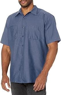 Red KapRedKap Men's Industrial Work Shirt, Regular Fit, Short Sleeve Utility Button