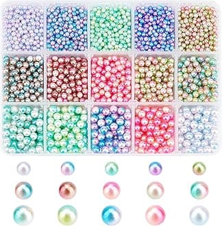 OLYCRAFT 150g Imitation Pearl Beads Bulk Rainbow Acrylic No Hole Faux ABS Pearls Beads Mermaid Round ABS Pearls Resin Filler Beads for DIY Craft Jewelry Making Wedding Party Decoration