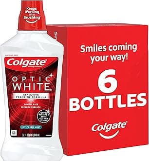 Optic White Whitening Mouthwash, Fresh Mint - 946ml, 32 Fluid Ounce (Pack of 6)