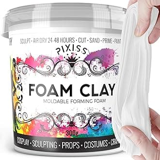 Moldable Cosplay Foam Clay (White) by (300 Gram) Cosplay Foam Clay - High Density and Perfect for Intricate Designs | Air Dry | Great for Cutting with Knife or Rotary Tool, Sanding or Shaping